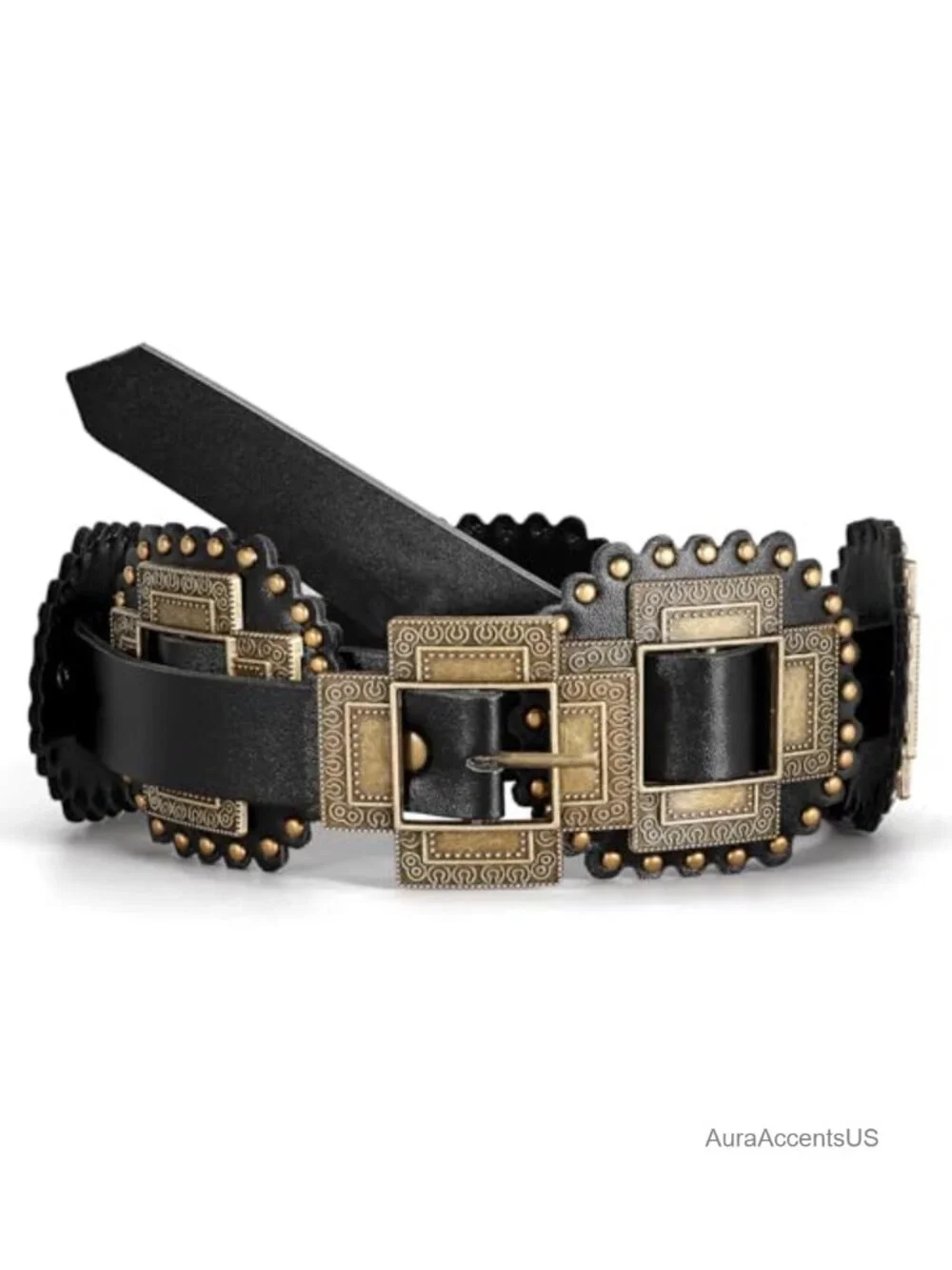 Western Concho Leather Belt Cowgirl Boho Chunky for Dresses Concert Festival